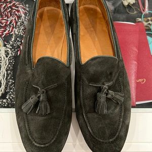 mens suede olive green ralph lauren slip on